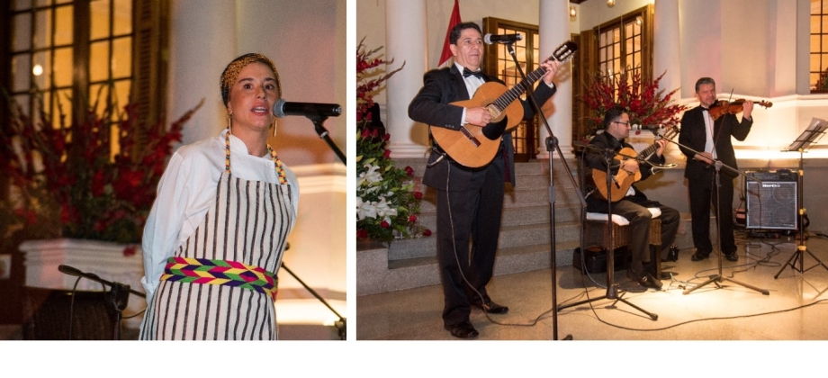 La chef Laura Jaramillo y la agrupación musical Konzert participaron en la gala organizada por la Embajada de Colombia en Perú en beneficio de la Comunidad de Tantamaco